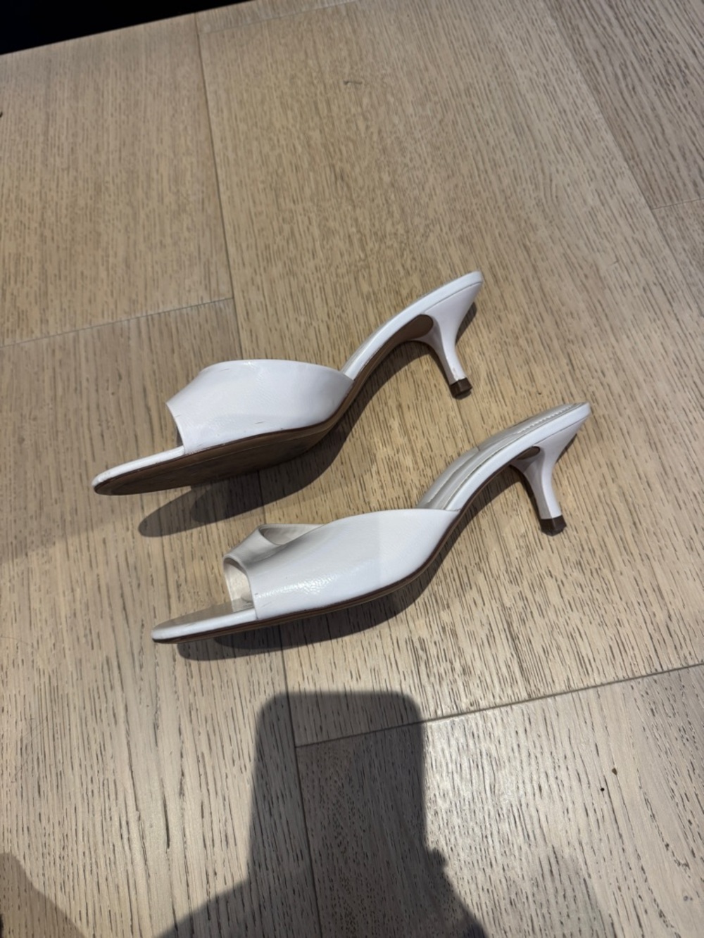 Zara White Leather Patent Heel Sandals for Women - Picture 3 of 4